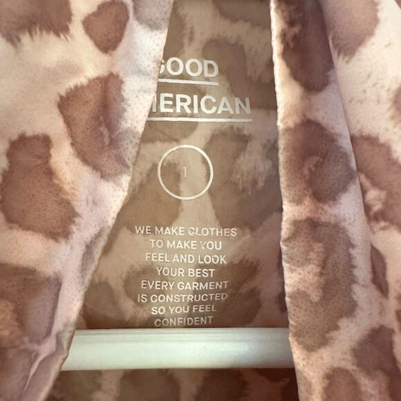 Good American Nylon 1/4 Zip Cinch Waist Cheetah Pink and Brown Jacket Size 1 - Picture 6 of 7